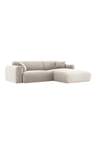 Canapé d'angle droit Nolio - Beige clair - 4 places - En tissu velours