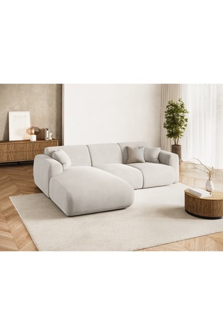Canapé d'angle gauche Nolio - Beige - 4 places - En tissu velours