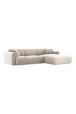 Canapé d'angle droit Nolio - Beige - 4 places - En tissu velours