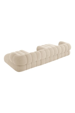 Canapé d'angle panoramique droit Koge - Beige - 6 places - En tissu velours