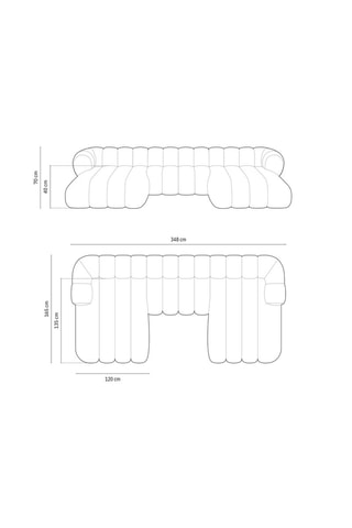 Canapé d'angle panoramique droit Koge - Beige - 6 places - En tissu velours