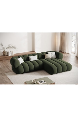 Canapé d’angle droit Koge - Vert foncé - 5 places - En tissu velours