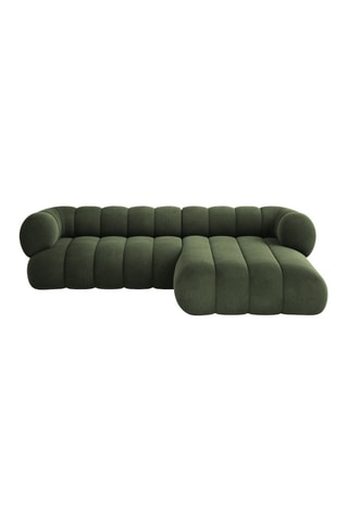 Canapé d’angle droit Koge - Vert foncé - 5 places - En tissu velours