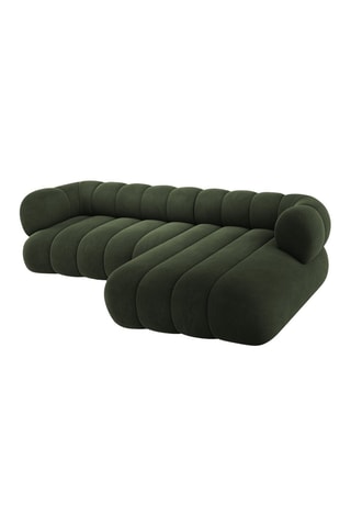 Canapé d’angle droit Koge - Vert foncé - 5 places - En tissu velours