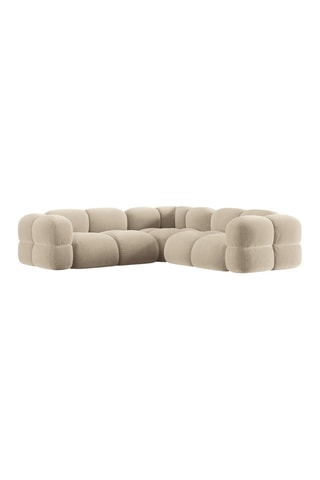 Canapé d’angle symétrique Loretto - Beige clair - 4 places - En tissu velours
