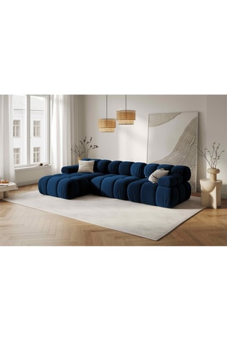 Canapé d'angle gauche modulable Tropea - Bleu roi - 4 places - Toucher velours