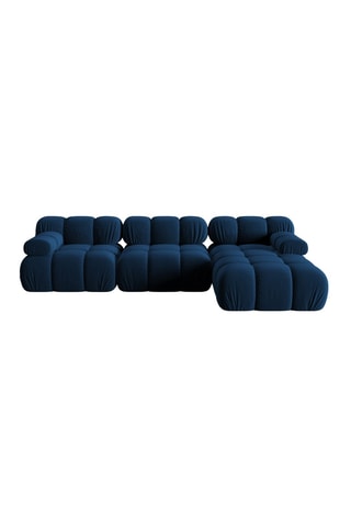 Canapé d'angle droit modulable Tropea - Bleu roi - 4 places - Toucher velours