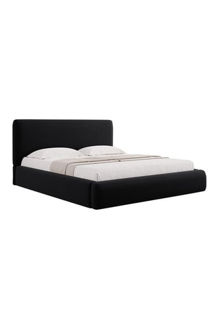 Lit-coffre avec sommier Colonel - Noir - Tissu velours