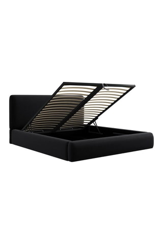 Lit-coffre avec sommier Colonel - Noir - Tissu velours