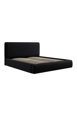 Lit-coffre avec sommier Colonel - Noir - Tissu velours