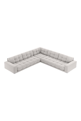 Canapé d'angle symétrique Bali - Gris clair - 6 places - En tissu velours