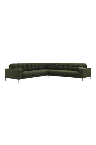 Canapé d'angle symétrique Bali - Vert foncé - 6 places - En tissu velours