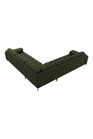 Canapé d'angle symétrique Bali - Vert foncé - 6 places - En tissu velours