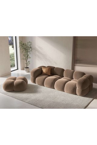 Pouf Loretto - Beige foncé - En tissu velours