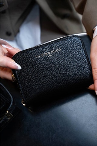 Cartera de piel Kam - Negro