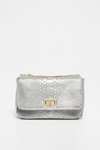 Bandolera de piel Kiera - Plateado