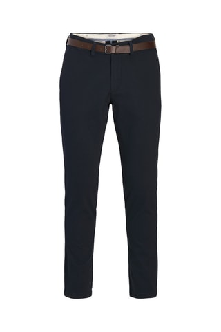 Calças chino slim em algodão biológico - Azul-marinho