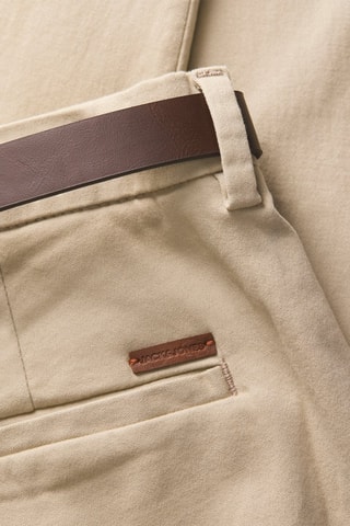 Calças chino slim em algodão biológico - Bege