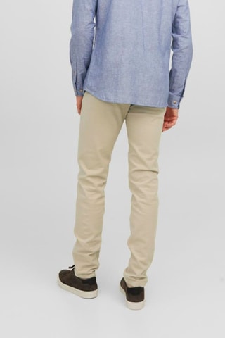 Calças chino slim de cintura semi-subida - Bege