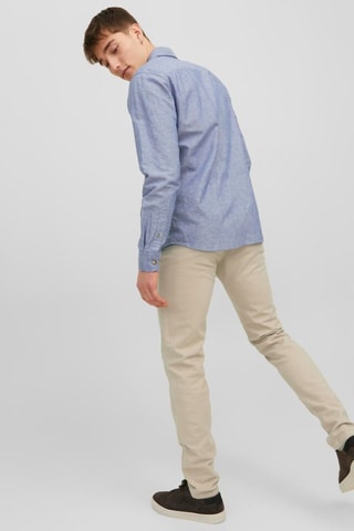 Calças chino slim de cintura semi-subida - Bege