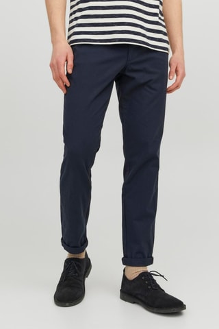 Calças chino slim de cintura semi-subida - Azul-marinho