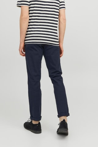 Calças chino slim de cintura semi-subida - Azul-marinho