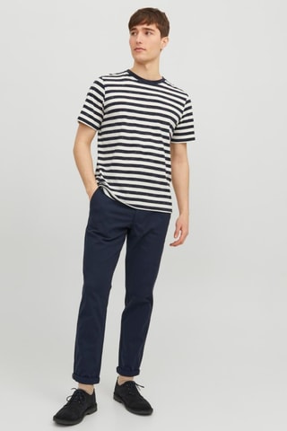 Calças chino slim de cintura semi-subida - Azul-marinho