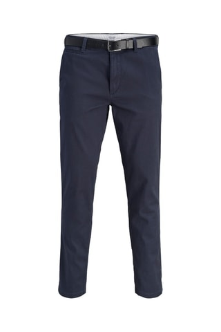 Calças chino slim em algodão biológico - Azul-marinho