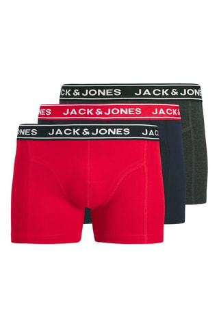 3 boxers em algodão biológico - Vermelho e azul-marinho