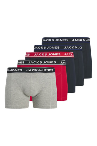 5 boxers em algodão biológico - Azul-marinho e vermelho