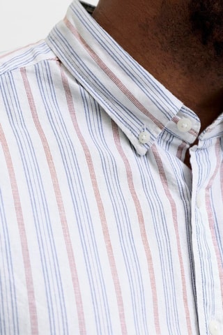 Camisa relaxed em algodão biológico - Branco e azul-celeste