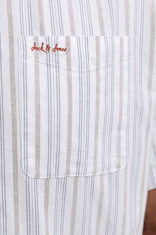 Camisa relaxed em algodão biológico - Branco e azul-celeste