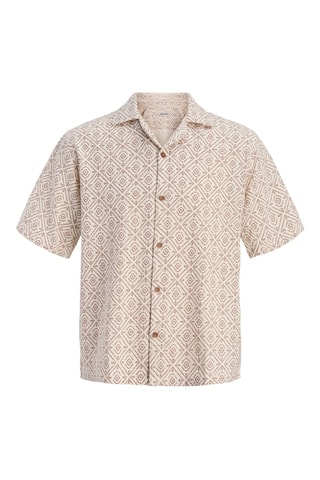 Camisa relaxed - Bege e cinzento