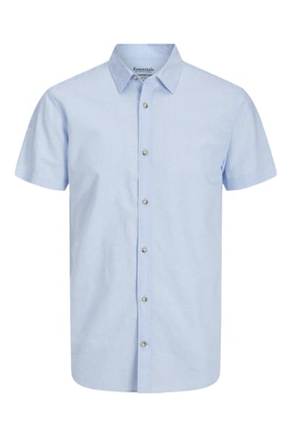 Camisa slim em linho - Azul-celeste