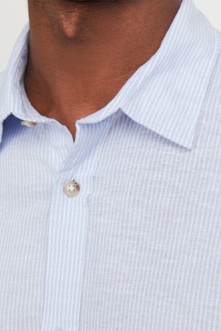 Camisa slim em linho - Azul