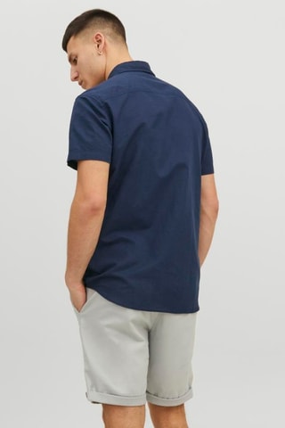 Camisa slim em linho - Azul-marinho