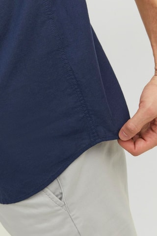 Camisa slim em linho - Azul-marinho