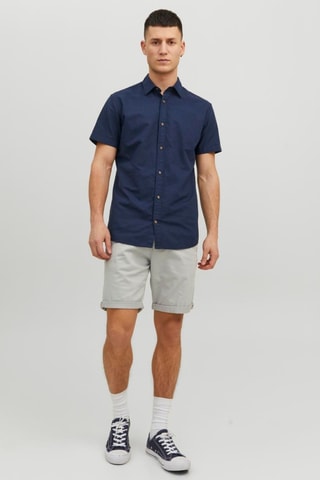 Camisa slim em linho - Azul-marinho