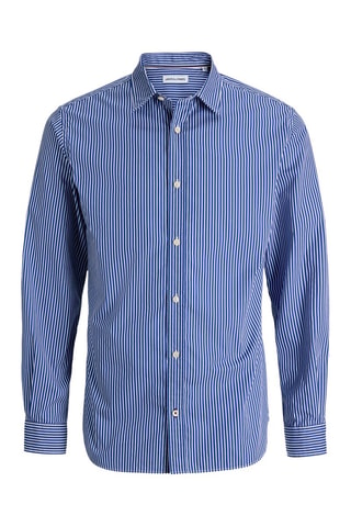 Camisa slim em algodão biológico - Azul