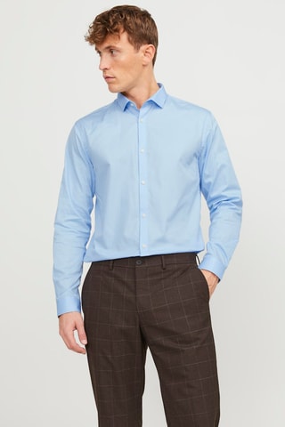 Camisa slim - Azul-claro