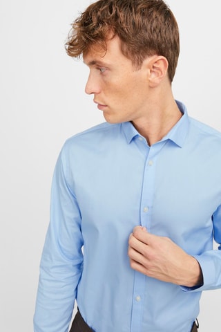 Camisa slim - Azul-claro