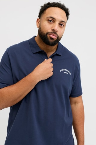 Polo regular em algodão biológico - Azul-marinho