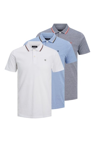 3 polos slim - Azul-marinho e branco