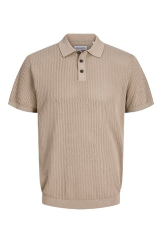 Polo regular em algodão biológico - Castanho-claro