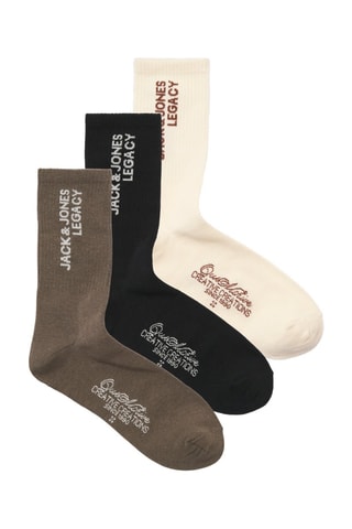 3 pares de meias - Cinzento, preto e castanho