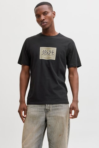 T-shirt regular em algodão biológico - Preto