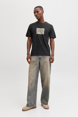 T-shirt regular em algodão biológico - Preto