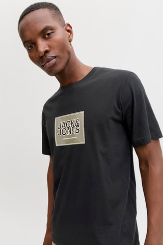 T-shirt regular em algodão biológico - Preto