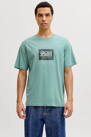T-shirt regular em algodão biológico - Verde-água