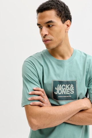 T-shirt regular em algodão biológico - Verde-água
